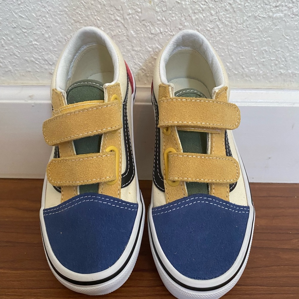 Vans Kids Blue and Yellow Velcro Sneakers